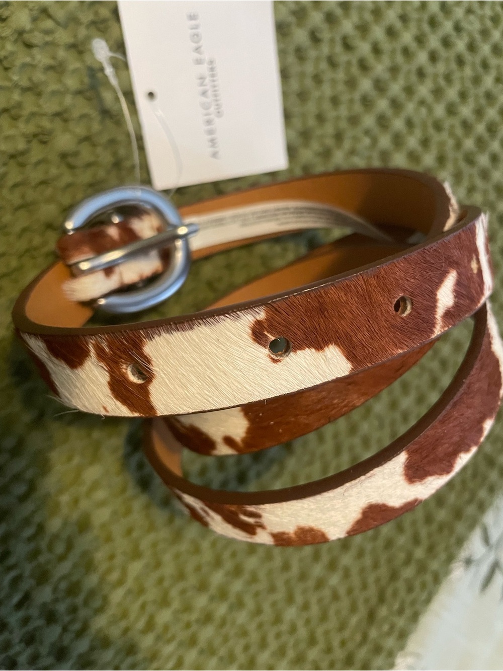 Madewell Brown and White Cowhide Wrap Belt